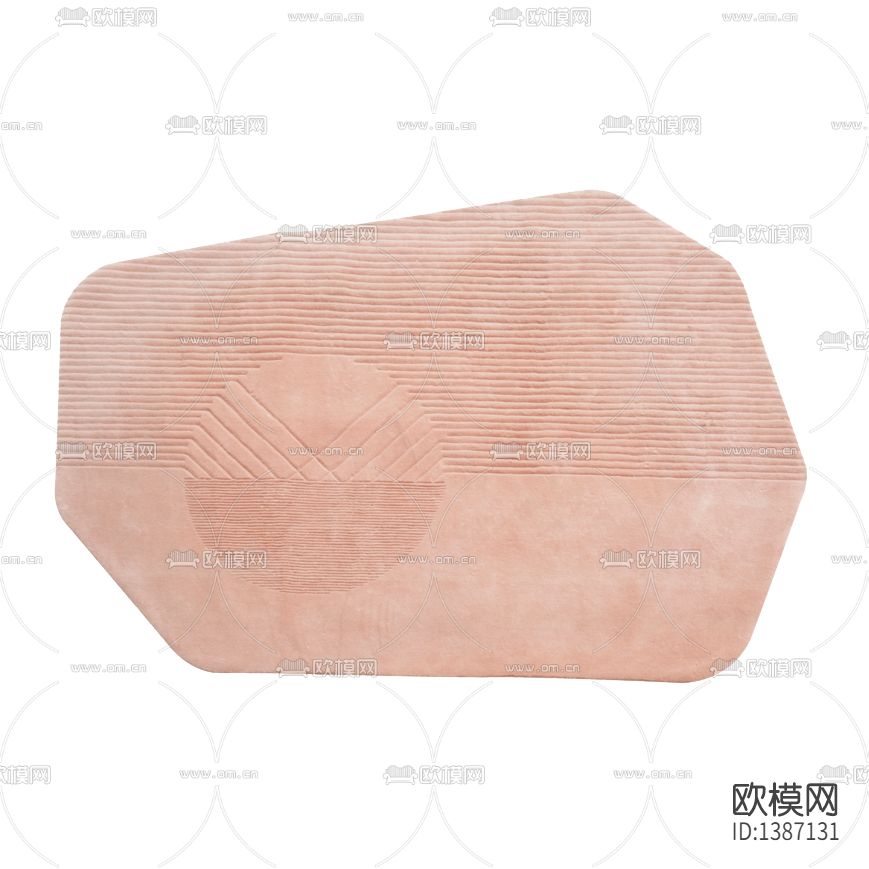 北欧简约创意异形粉色条纹布艺地毯下载