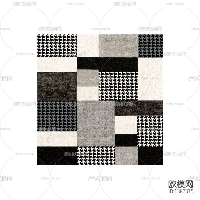 现代简约创意方块印花布艺地毯下载