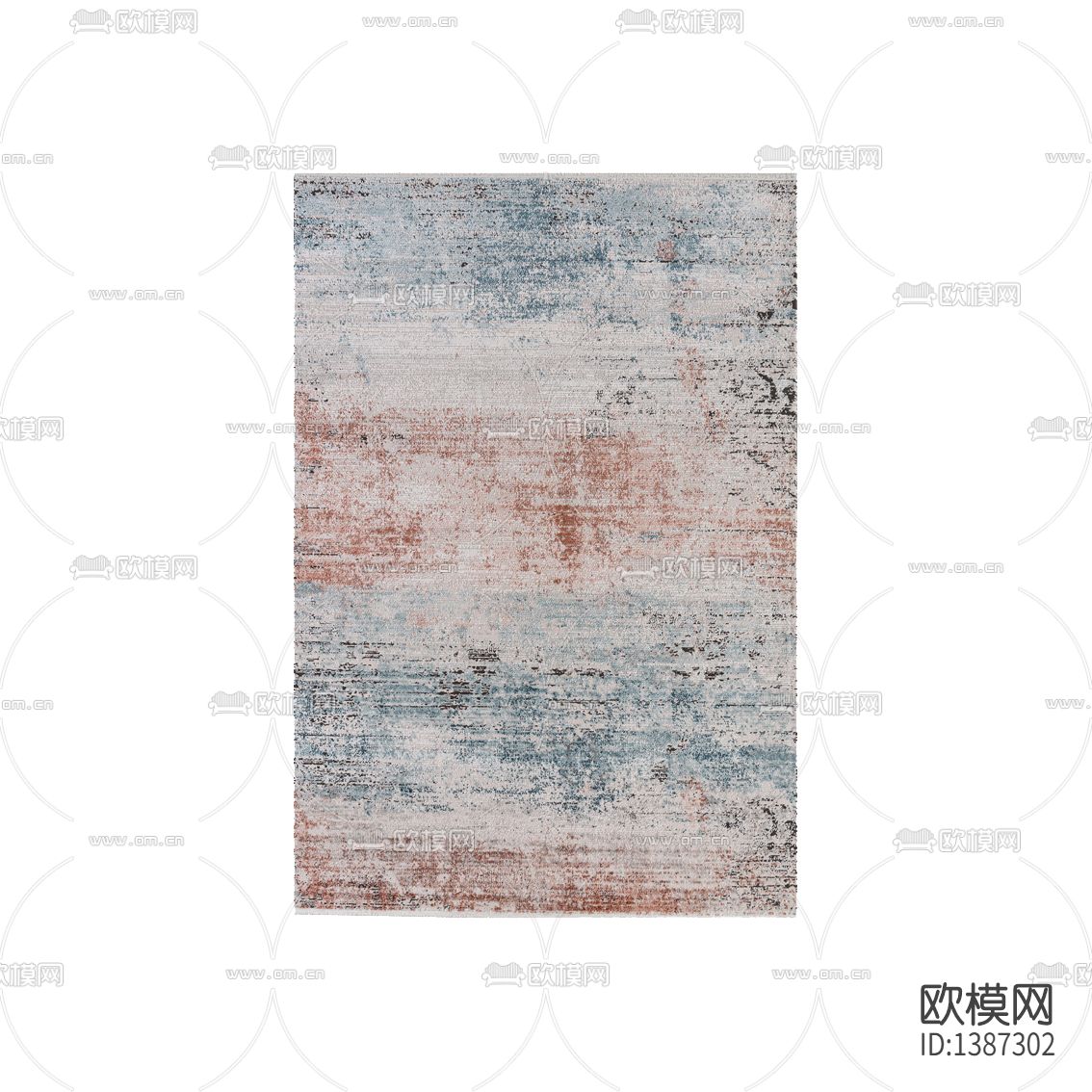 现代简约创意彩色花纹布艺地毯下载