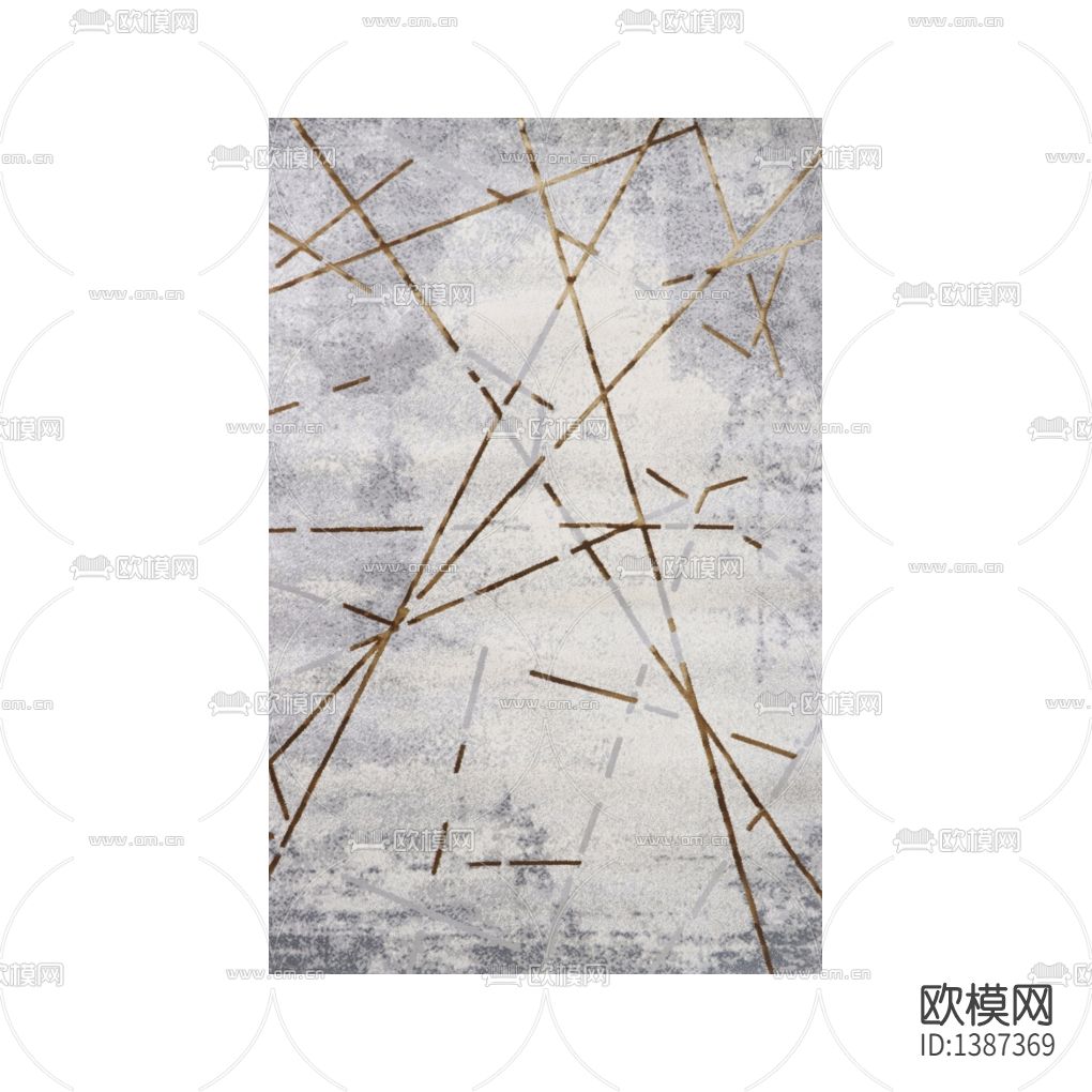 现代轻奢金色条纹布艺地毯下载