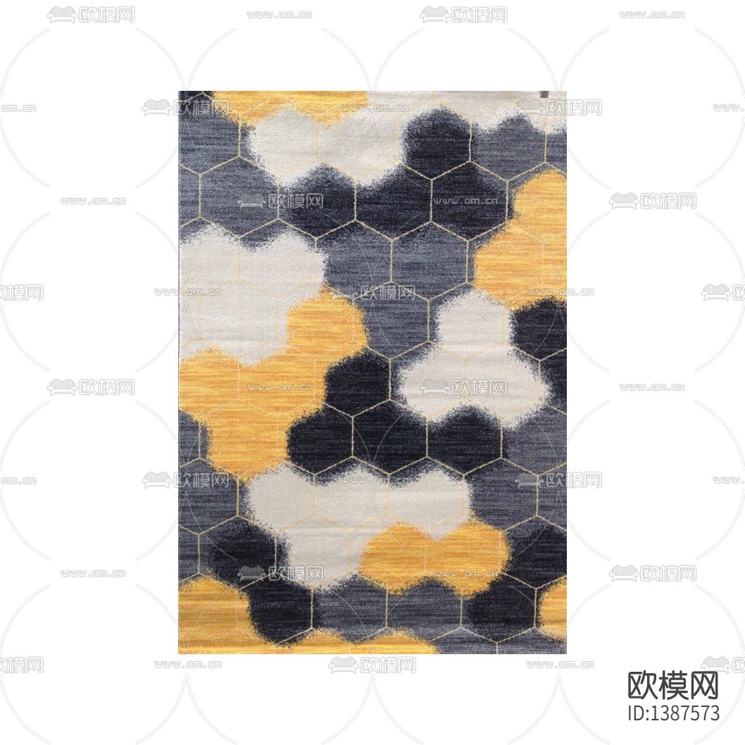 现代简约创意蜂巢图像彩色印花布艺地毯下载