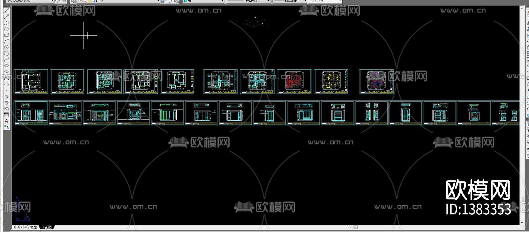 美式家居cad施工图下载（渲染图3）
