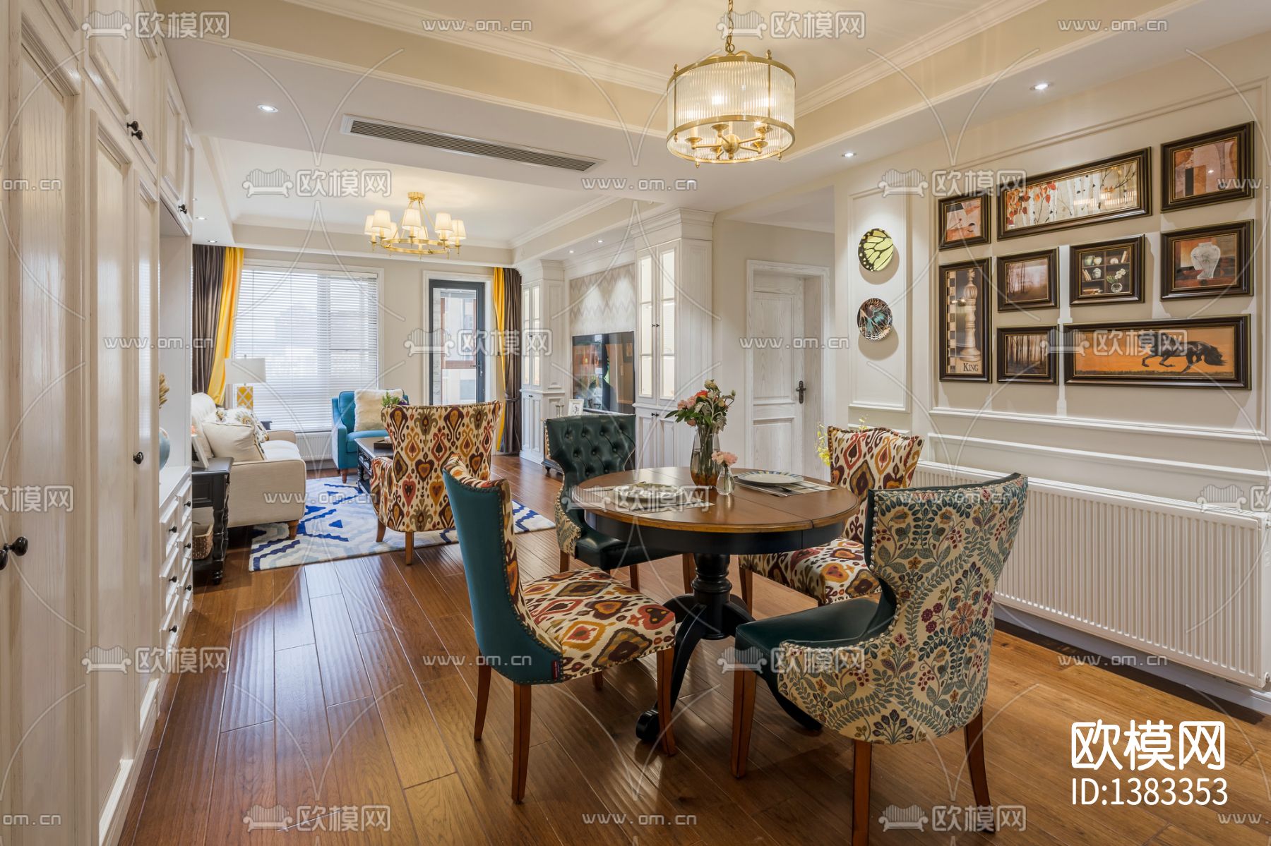 美式家居cad施工图下载（渲染图5）