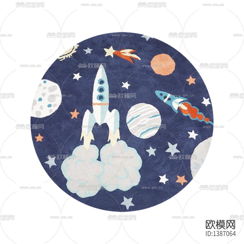 现代简约创意卡通火箭绒布地毯下载