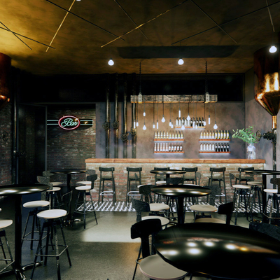  工业风酒吧su模型 