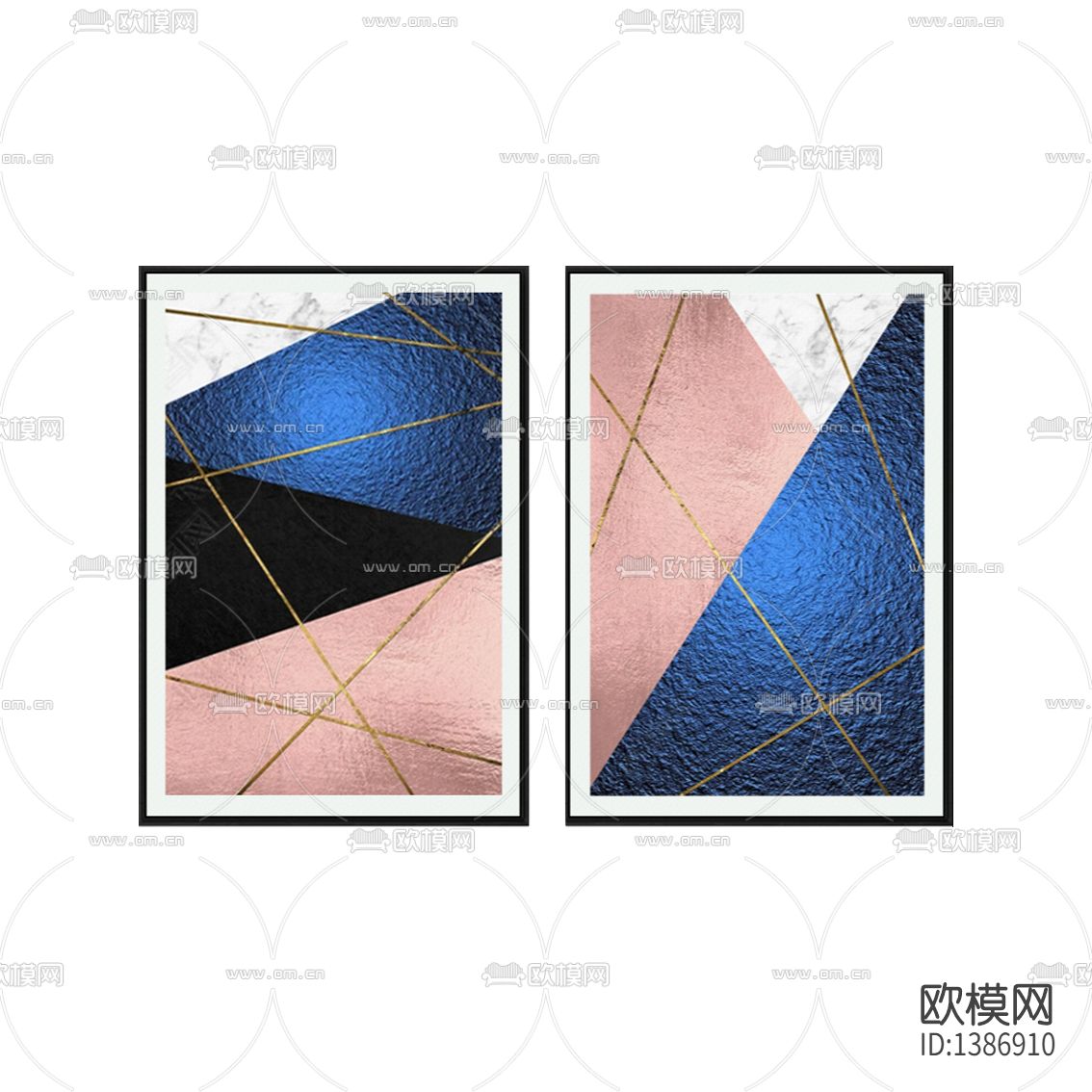 现代简约创意几何线条色块装饰画下载