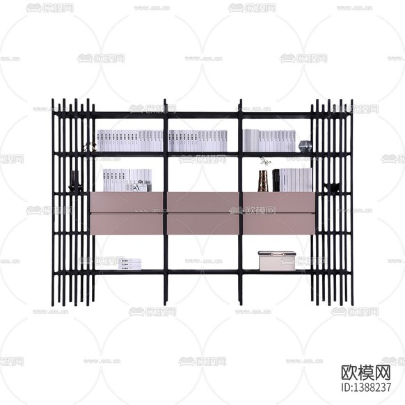 現(xiàn)代輕奢創(chuàng)意實(shí)木書架下載