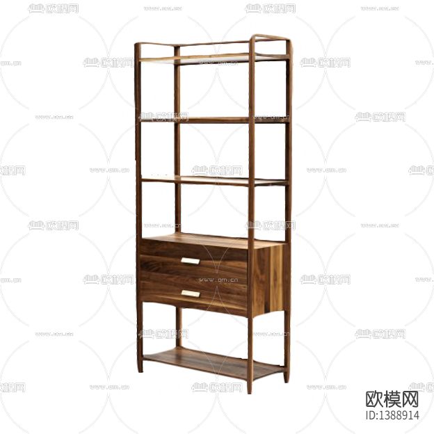 新中式简约禅意实木书架下载