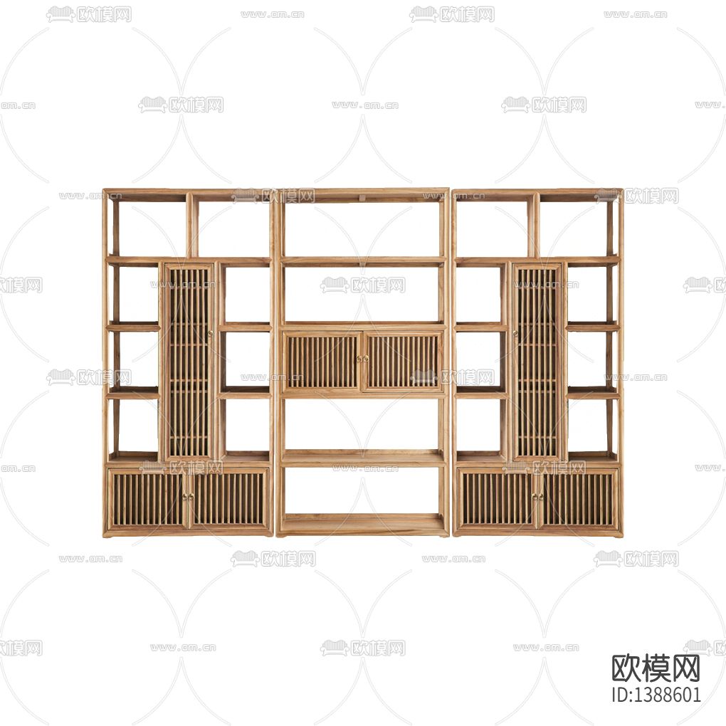 新中式复古实木书架下载