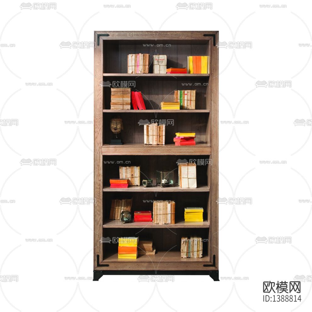 美式复古实木铁艺书架下载