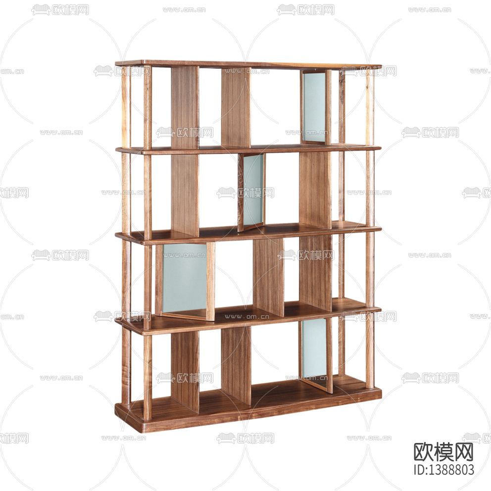 现代简约创意实木玻璃书架下载