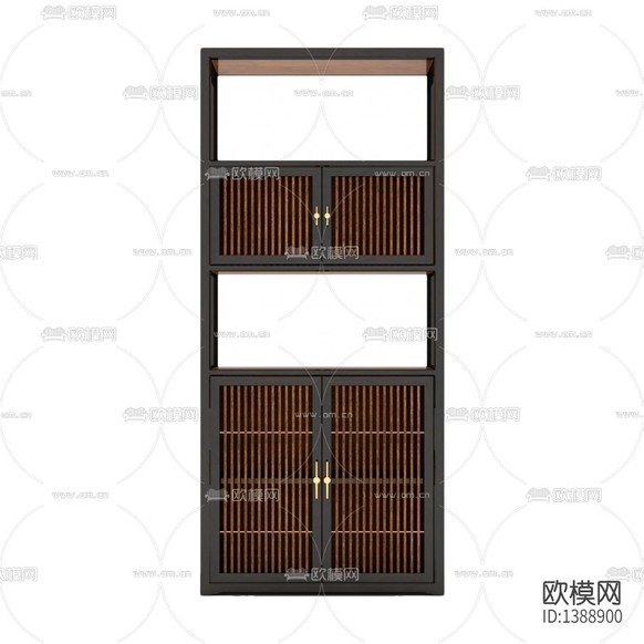 新中式古典禪意實木書架下載