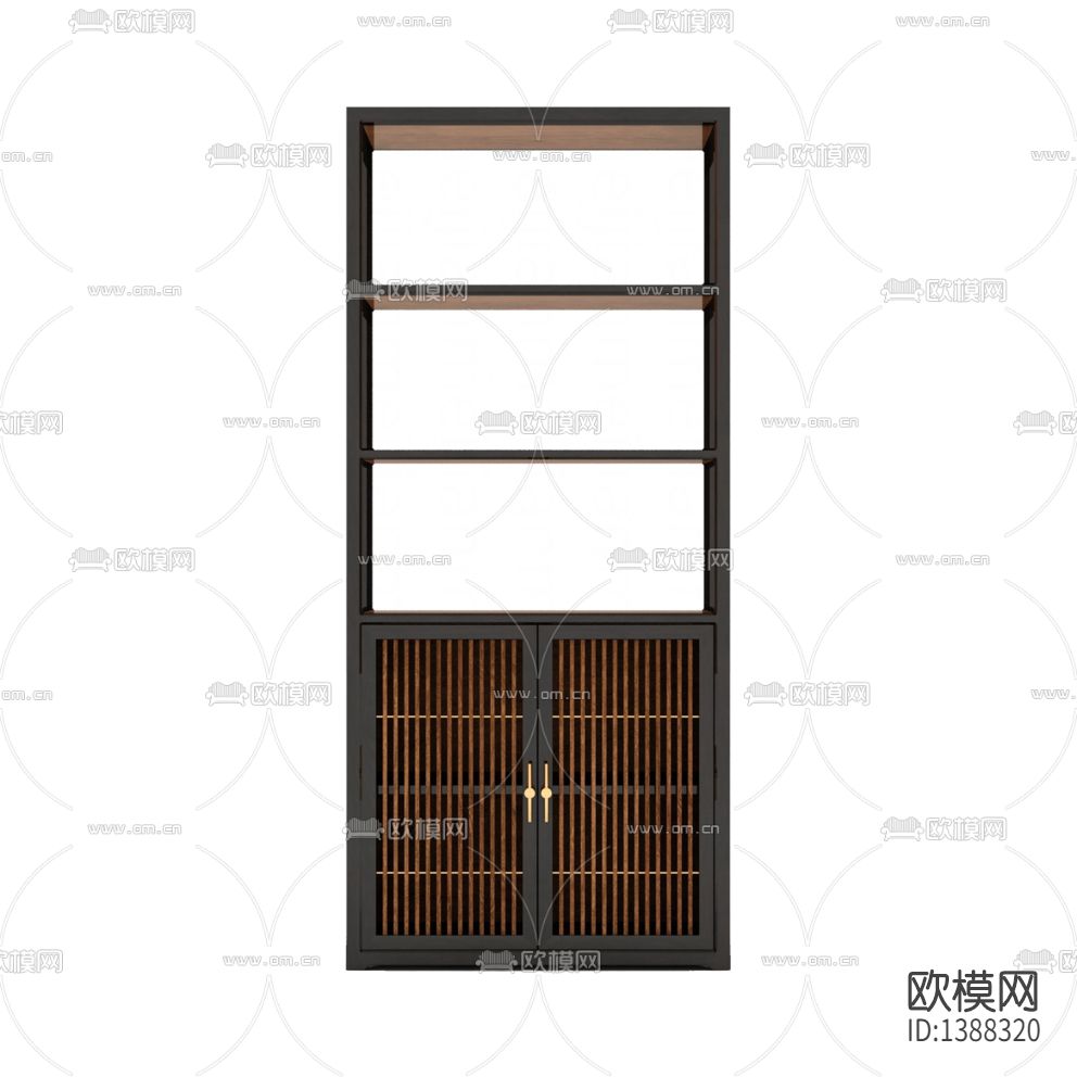 新中式古典实木书架下载