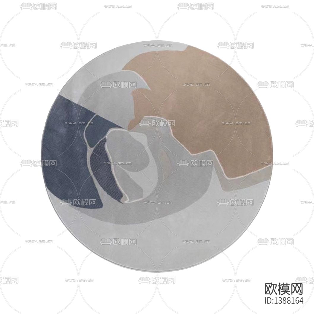 现代简约创意印花圆形布艺地毯下载
