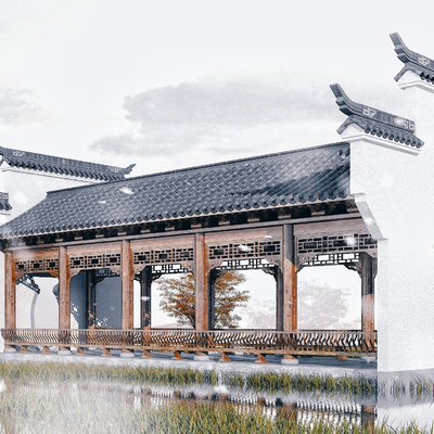 中式古建休闲长廊3d模型id:10274802下载中式徽派古建外观3d模型id