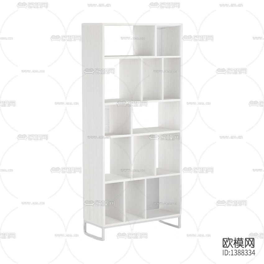 现代简约创意白色实木不锈钢书架下载