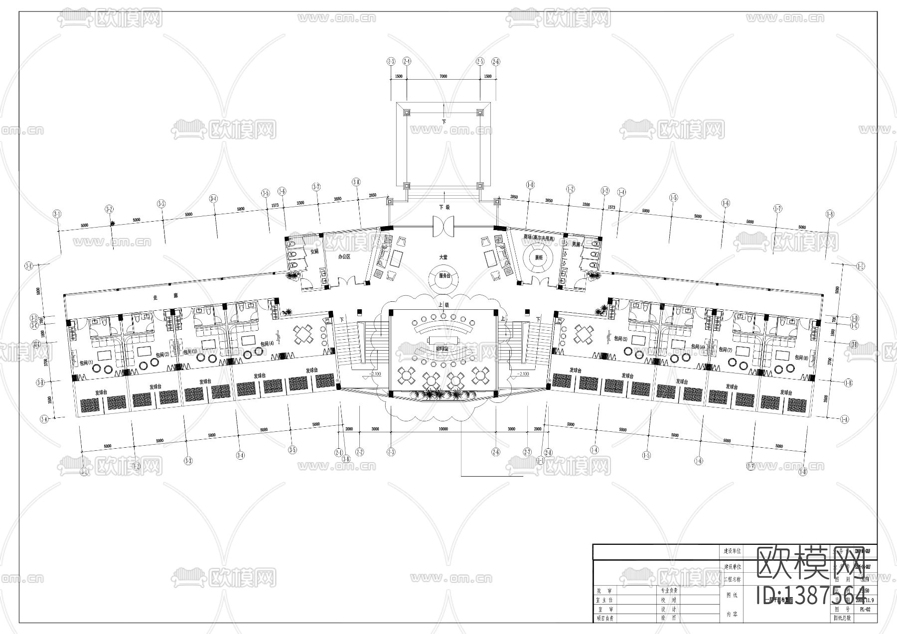 高尔夫练习场室内cad施工图下载