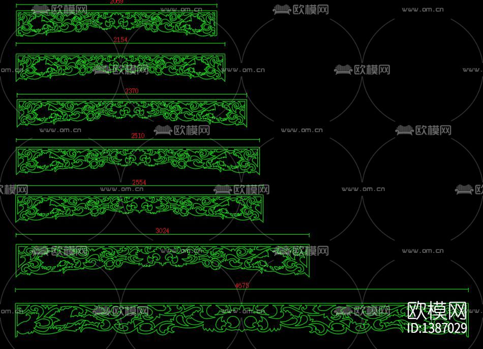 新中式雕花cad图纸下载（渲染图6）