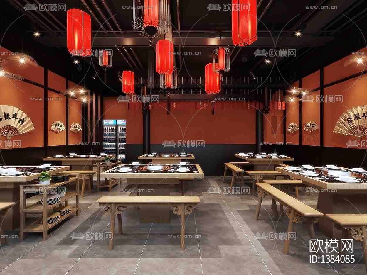 火锅店cad施工图下载（渲染图2）