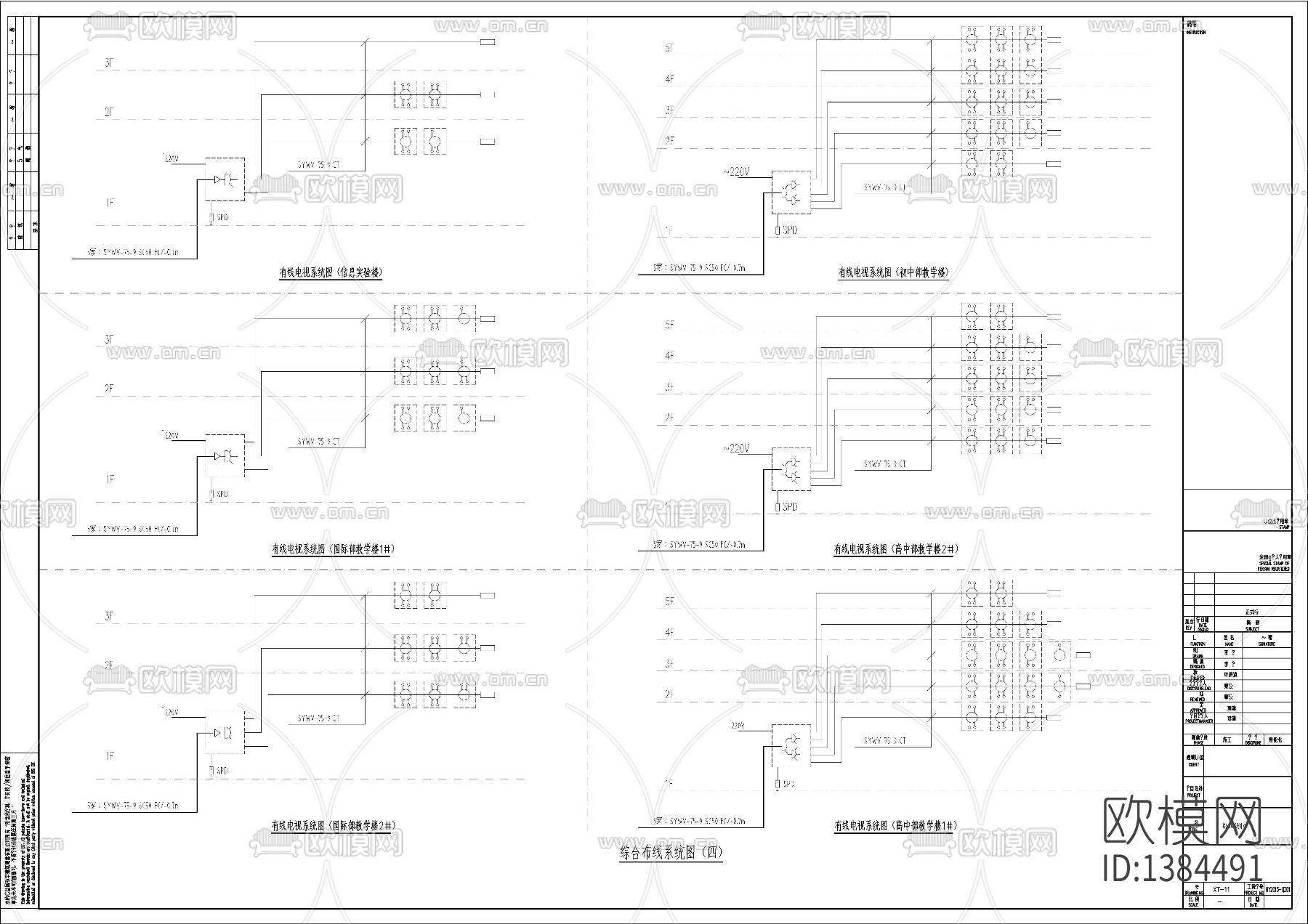 学校智能化综合cad布线图下载（渲染图3）