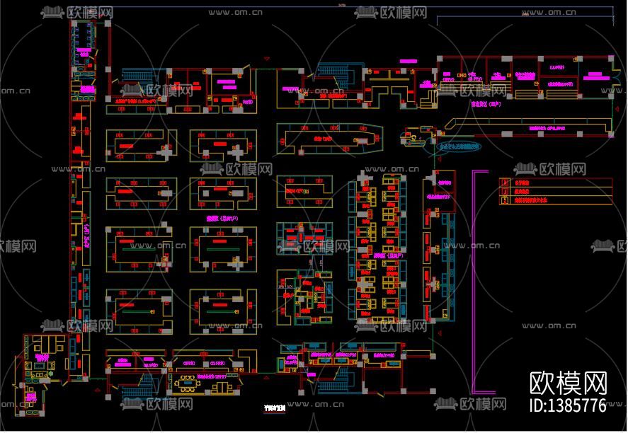 大型综合菜市场室内cad施工图下载（渲染图1）