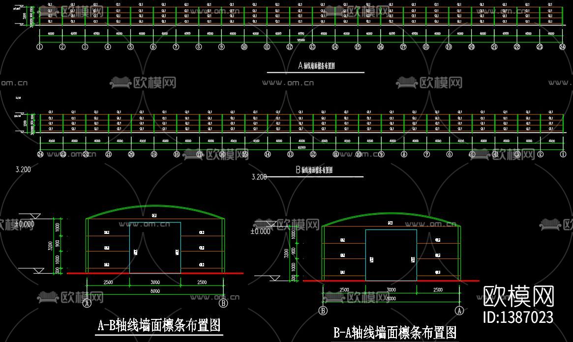 蔬菜大棚cad图纸下载（渲染图3）