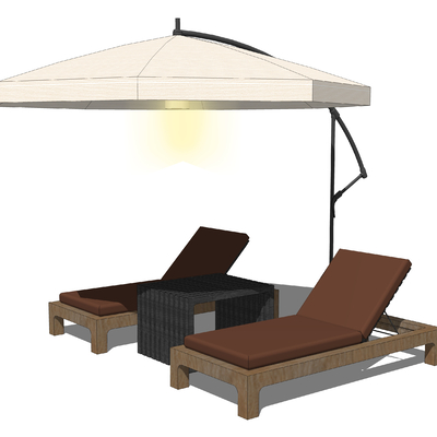  现代户外躺椅su模型 