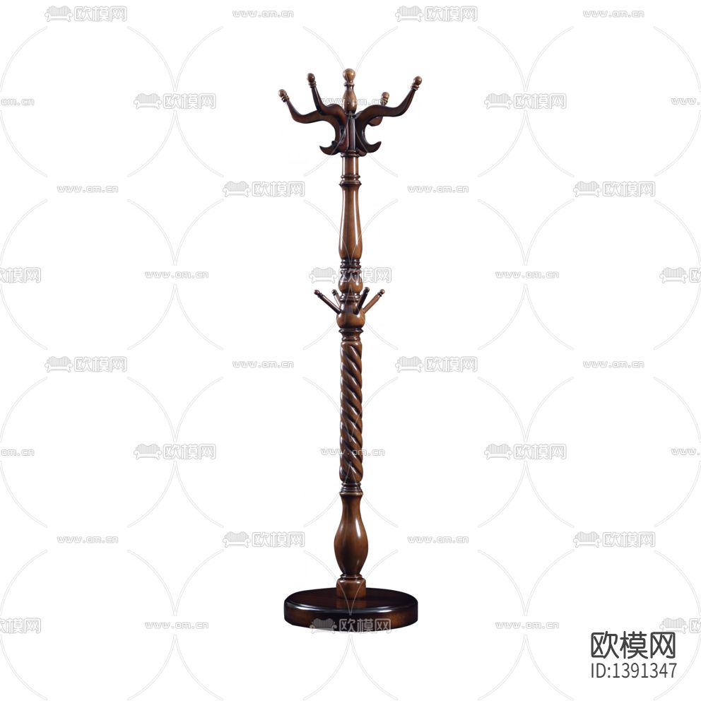 欧式古典实木雕刻衣帽架下载