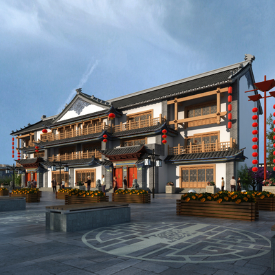 中式古建商业街3d模型