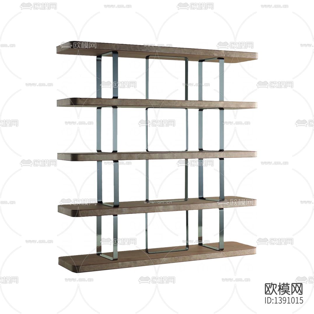 现代简约创意实木不锈钢多层书架下载