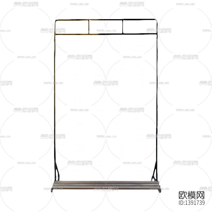 美式复古做旧不锈钢实木衣帽架下载