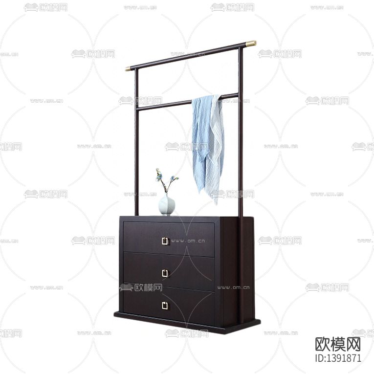 新中式简约创意实木不锈钢衣帽架