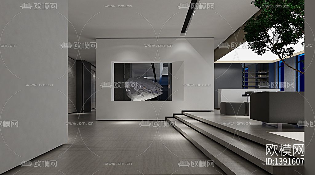 办公室cad施工图下载（渲染图6）