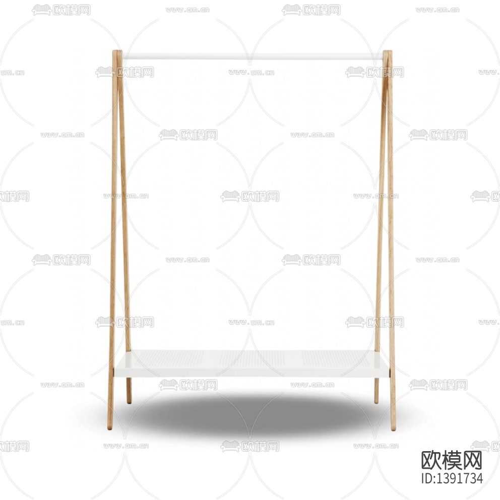 北欧简约创意实木不锈钢衣帽架下载