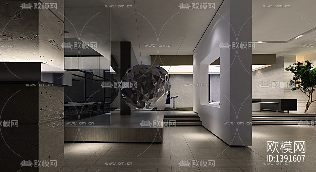 办公室cad施工图下载（渲染图4）