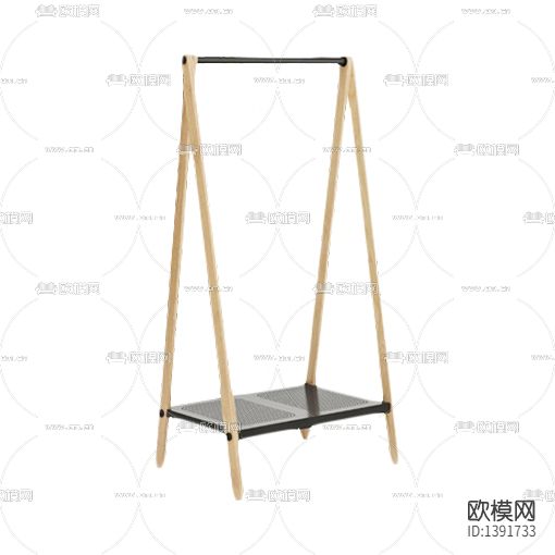 北欧简约创意实木不锈钢衣帽架下载