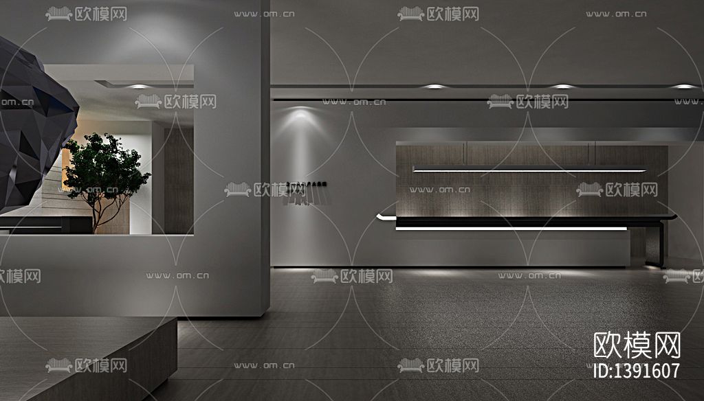 办公室cad施工图下载（渲染图5）