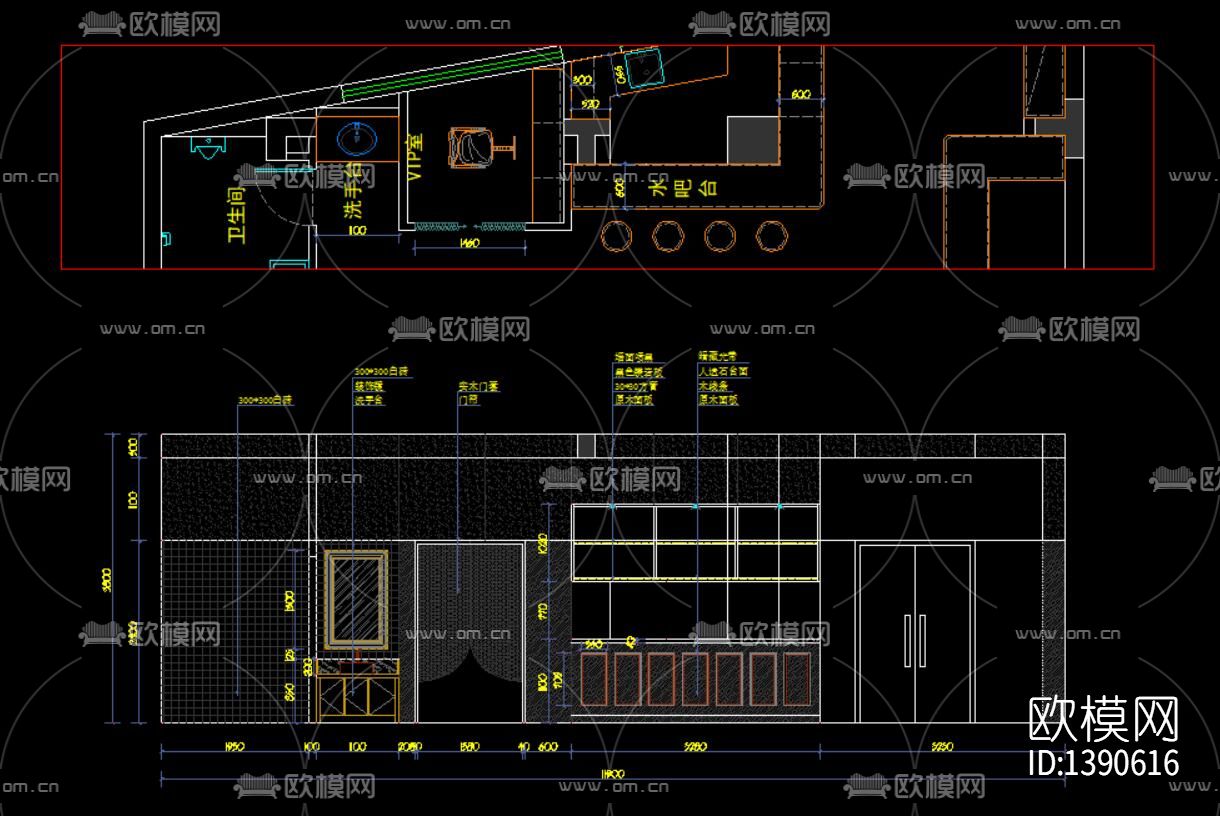 美发店装修cad图纸下载（渲染图4）