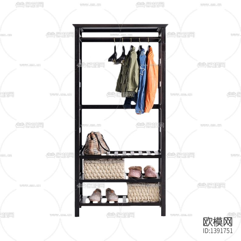 美式简约创意实木衣帽架下载