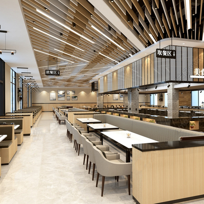  工业风自助餐厅su模型 