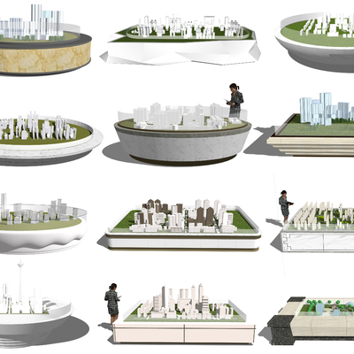  现代售楼处沙盘su模型 