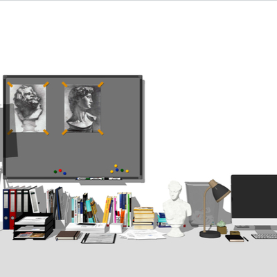  现代文件夹办公用品su模型 