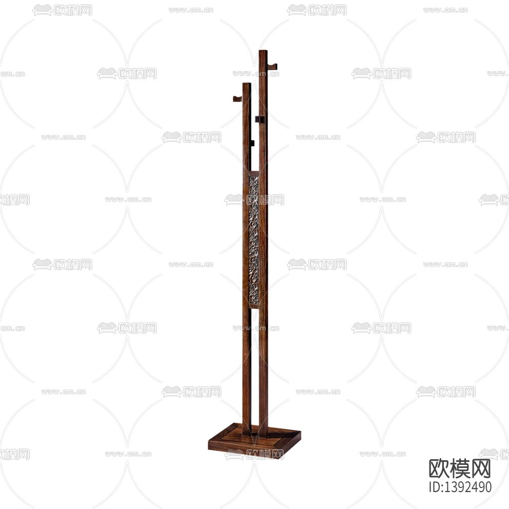 新中式古典实木雕花衣帽架
