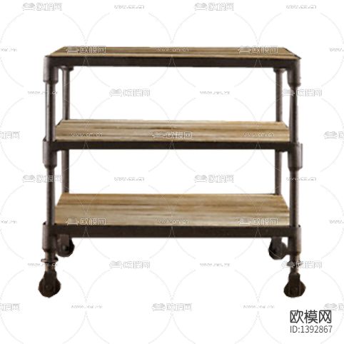 美式复古铁艺实木可移动三层鞋架下载