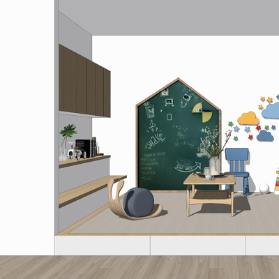  北欧儿童柜玩具su模型 