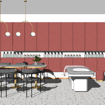  现代美容院SPA美甲区su模型 