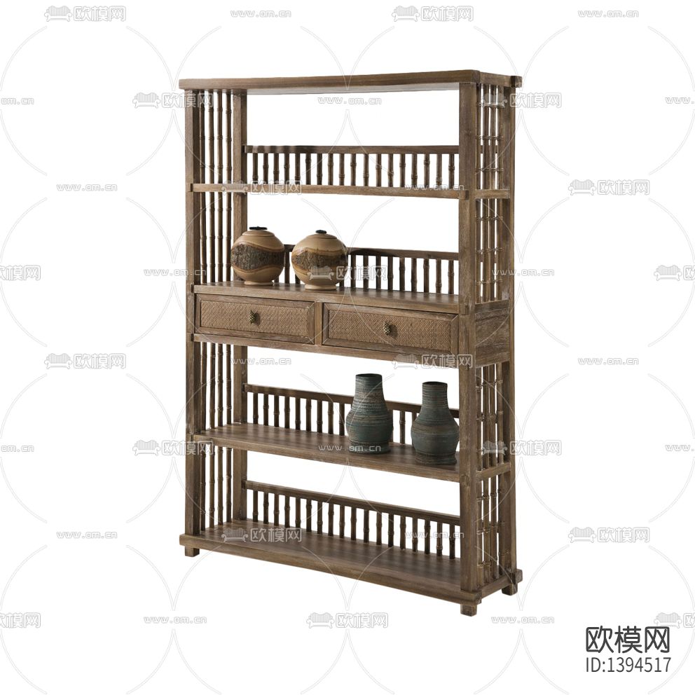 中式禅意复古竹制陈列架下载