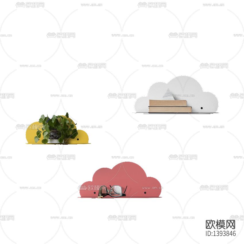 北欧简约创意彩色金属云朵层板壁架下载