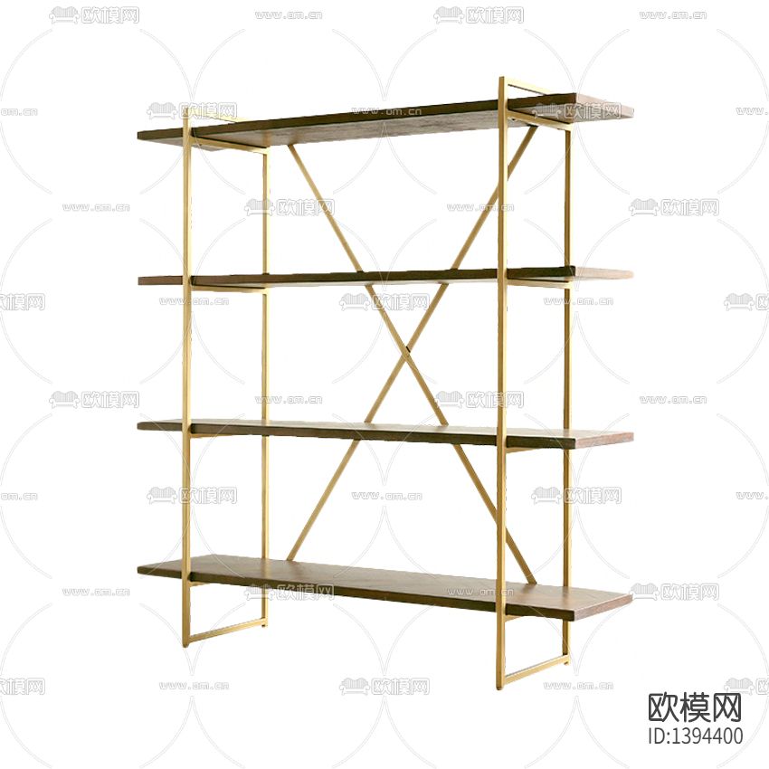 美式创意金色不锈钢实木多层陈列架下载