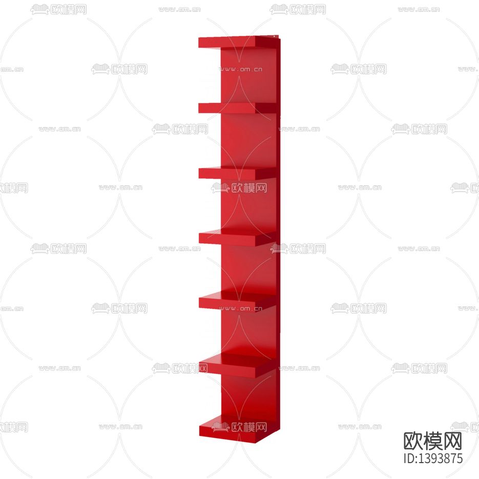 现代极简创意红色实木柱形多层壁架下载